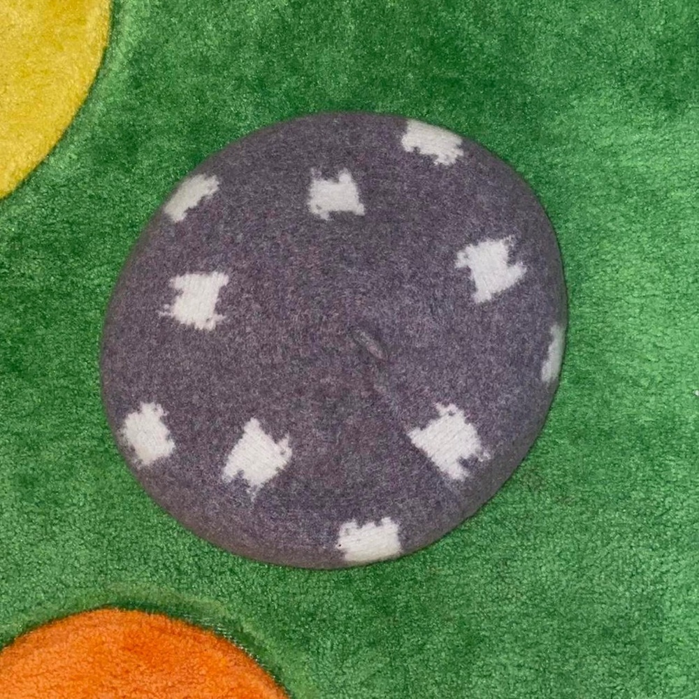 Lavender and white sheep beret